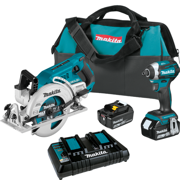 Makita 18V LXT Brushless Cordless 2 Pc. Combo Kit 5.0Ah 1 Top Tools